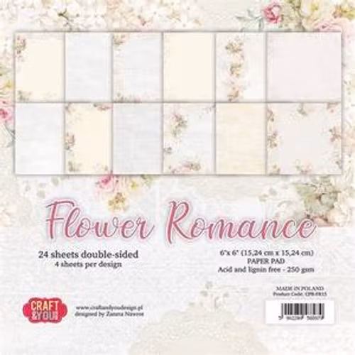 Craft & You Paperpad 6x6 - Flower Romance CPB-FR15