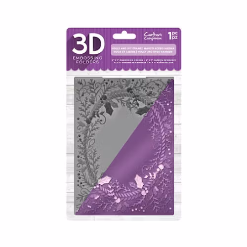 Crafters Companion 5x7 3D Embossing Folder - Holly and Ivy Frame