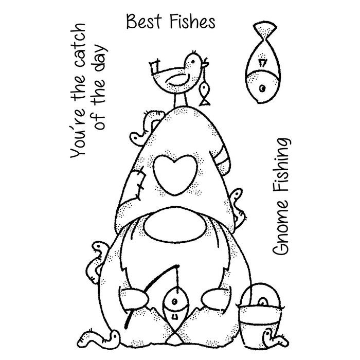 Woodware Clearstamp "Fishing Gnome" FRS888