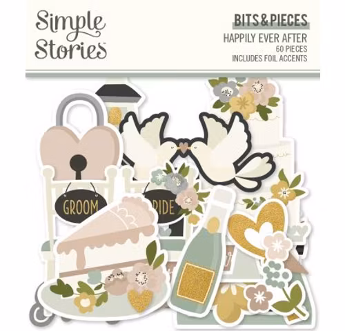 Simple Stories Bits & Pieces Die-Cuts 60/Pkg - happily ever after