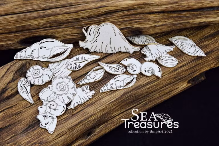 Snipart Chipboard - Sea Treasures – Shells – large set