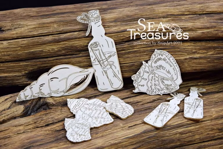 Snipart Chipboard - Sea Treasures – Seashells and Bottles