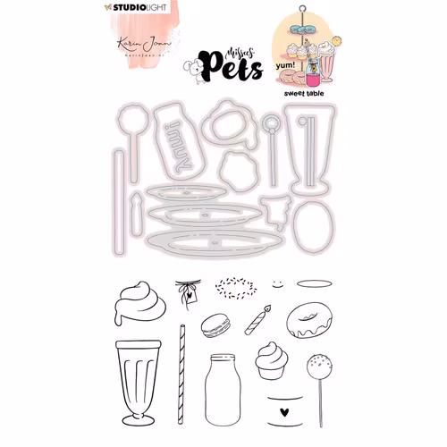 Studio light dies & stamps Missees Pets - sweet table