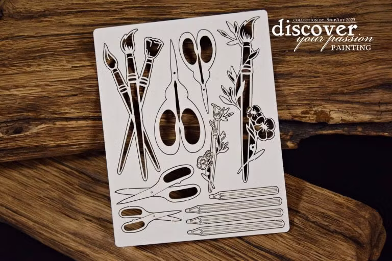 Snipart Chipboard - 25301 Discover Your Passion – PAINTING – brushes and scissors – KIT