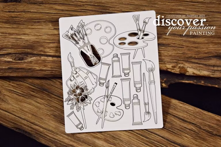 Snipart Chipboard - 25303 Discover Your Passion – PAINTING – Brushes and paints – set