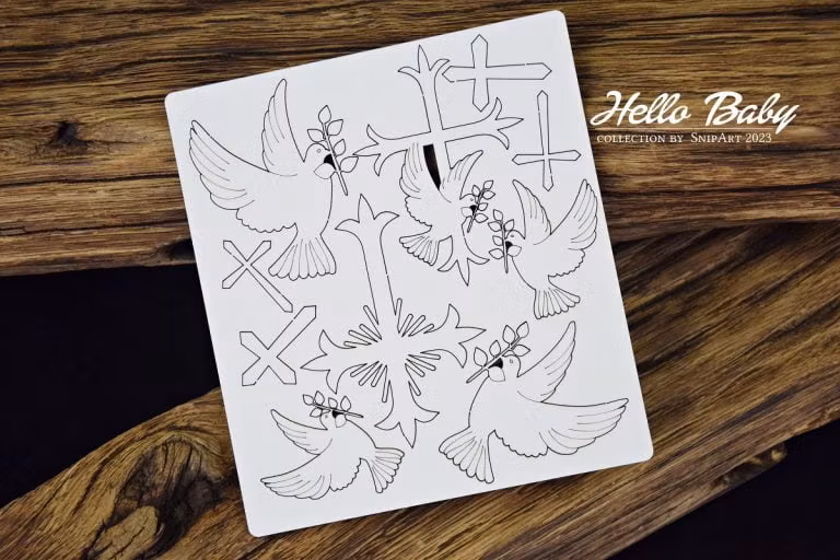 Snipart Chipboard - 35515 Hello Baby – doves