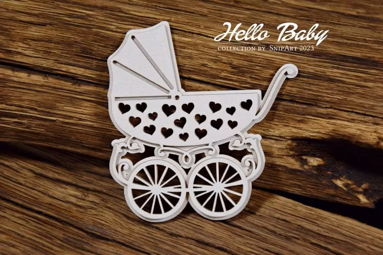 Snipart Chipboard - 25523 Hello Baby – Layered Pram – big