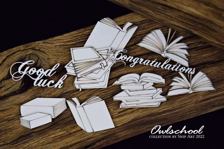 Snipart Chipboard - 25180 Owlschool – Set of Books