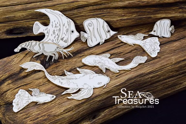 Snipart Chipboard - 34975 Sea Treasures – Tropical Fish – set