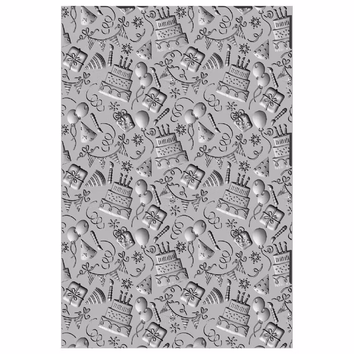 665402 Sizzix 3-D Textured Impressions Embossing Folder Celebrate