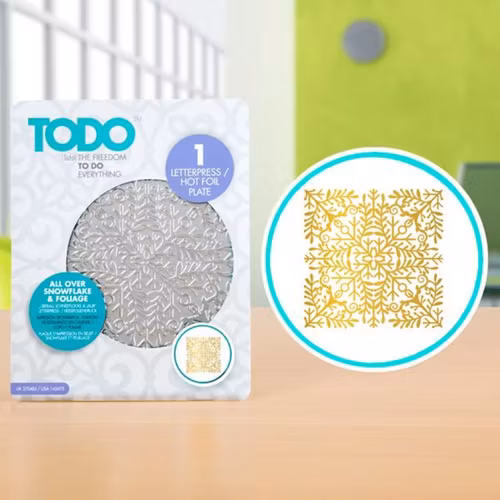 TODO Hot Foil Plate - all over snowflake and foliage 370485