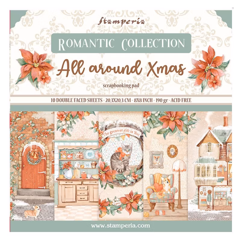 Stamperia 10st - 30,5 x 30,5 -12x12  - All Around Xmas , SBBL140