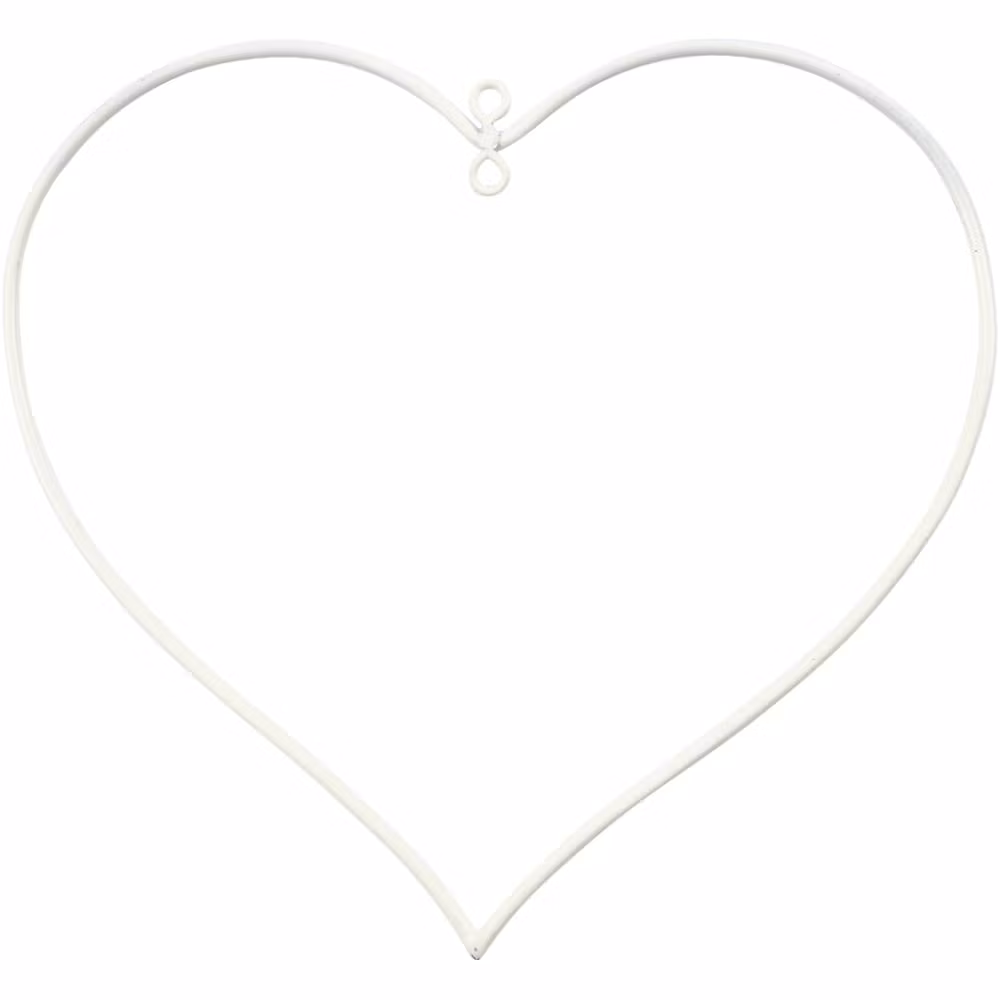 Metallring Dia. hjärta 13cm tjocklek 3 mm, vit, 1 st