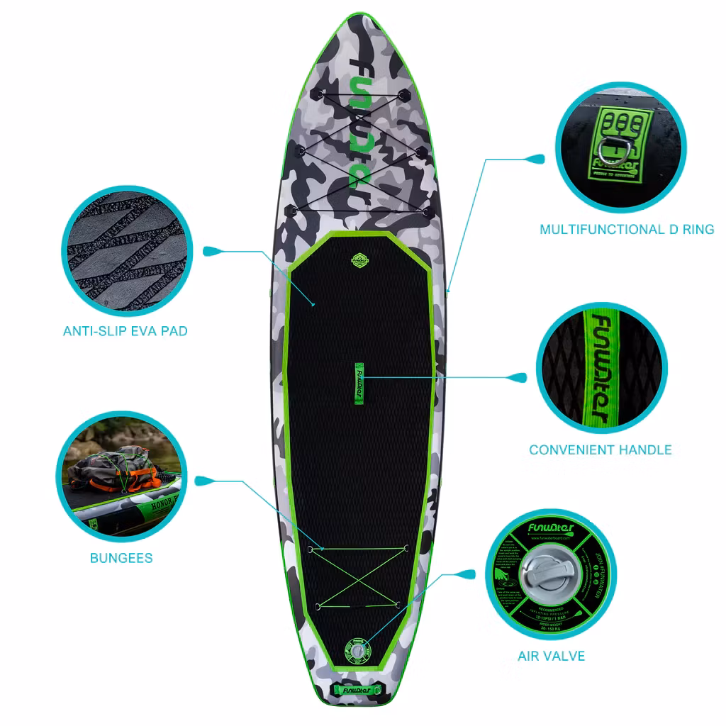 AQUIST SUP bräda-summer inflatable stand up paddle board sup honor green color waterproof sport leisure touring