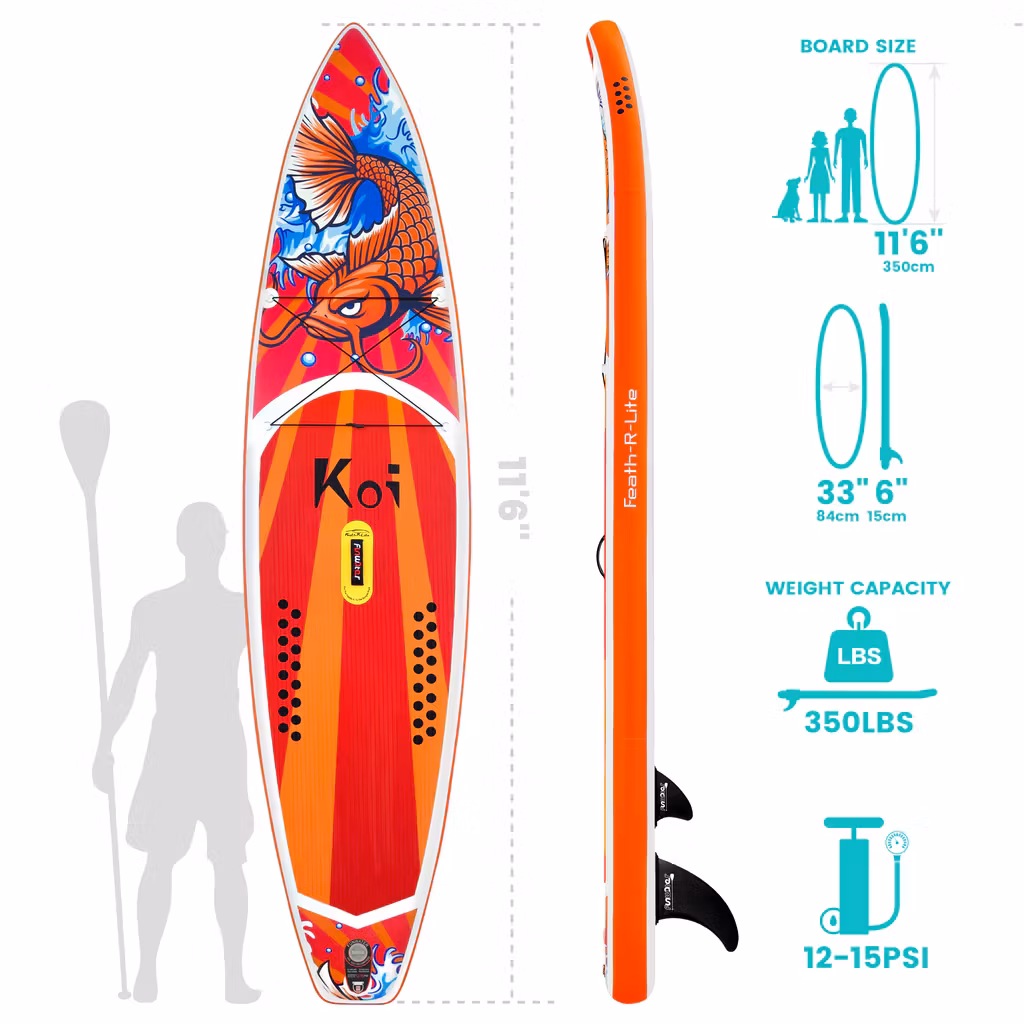 SUPFR01A  funwater summer feath r lite paddle board koi fish fashion 3 fins touring surfing waterproof affordable leisure