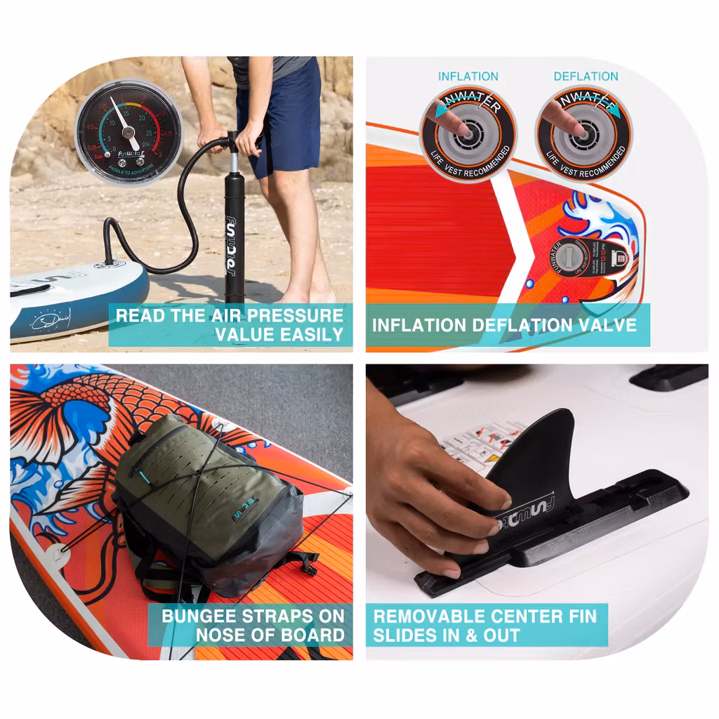 SUPFR01A  funwater summer feath r lite paddle board koi fish fashion 3 fins touring surfing waterproof affordable leisure