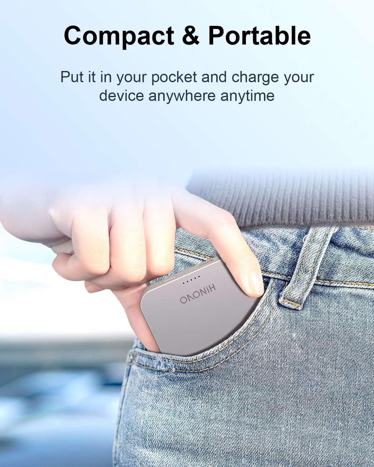 HINOVO Mag-safe Power Bank 10000mAh, MK1-10000, Ultrakompakt Magnetisk Powerbank, Metall Design 20W PD Snabbladdningsbatteri för iPhone 15/14/13/12-serien