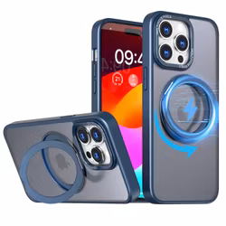 CFSYB2 iPhone 15 Pro Magnetfodral | Mag-Safe-kompatibelt | Inbyggt Osynligt Stativ | Slimmat & Matt Genomskinligt | Stöttåligt Skydd | Svart