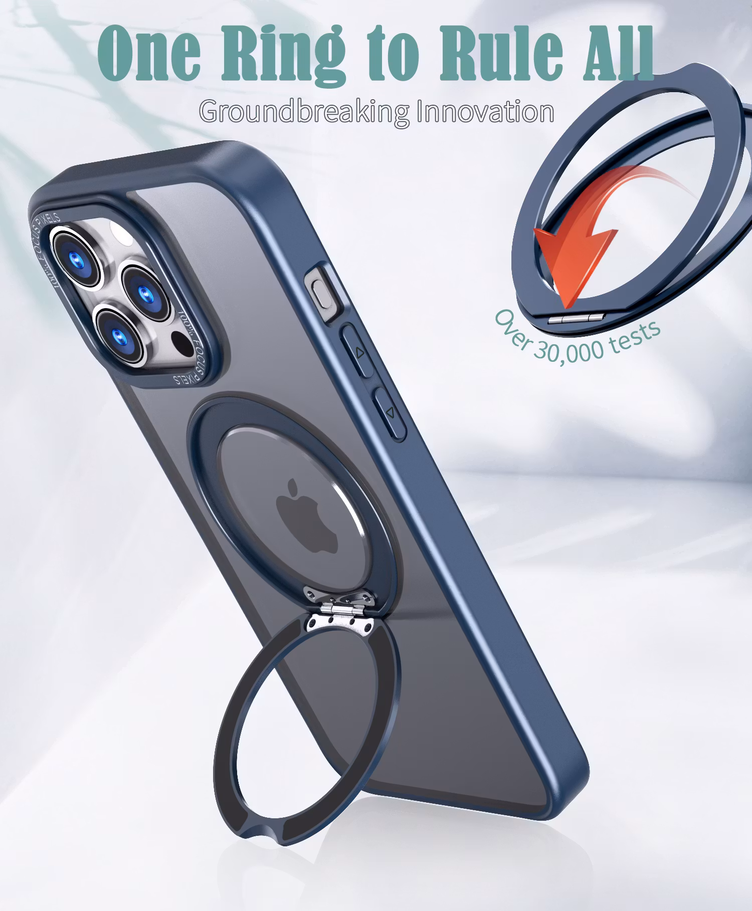 CFSYB2 iPhone 15 Pro Magnetfodral | Mag-Safe-kompatibelt | Inbyggt Osynligt Stativ | Slimmat & Matt Genomskinligt | Stöttåligt Skydd | Svart