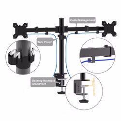 Charmount Dubbel Skärmhållare – Justerbart Fäste för 10''–30'' Skärmar, Maxbelastning 8kg