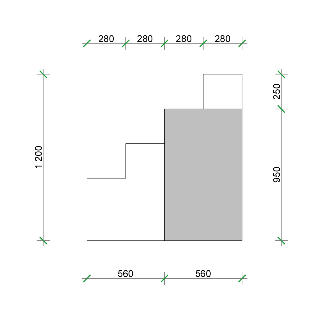 CF Trappa rak 1 m med sittbänk