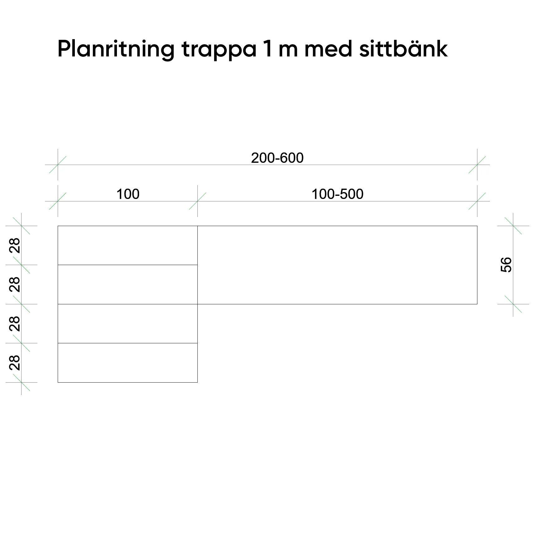 CF Trappa rak 1 m med sittbänk