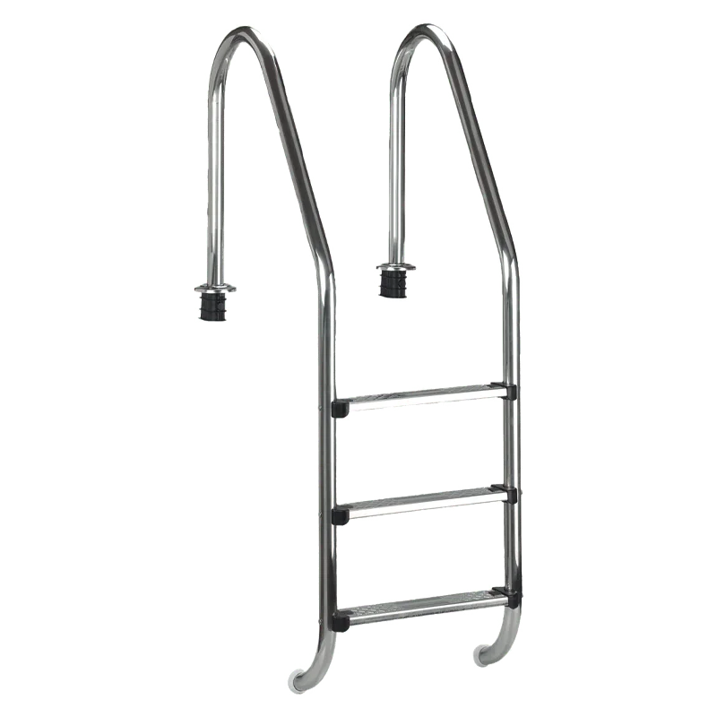 Rostfri stege med 3 steg + halkskydd