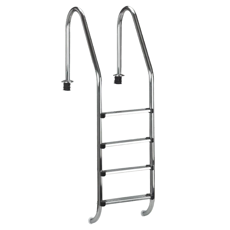 Rostfri stege med 4 steg + halkskydd