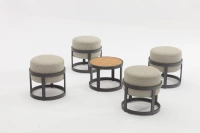 STAY Compact Bord & 4 Pallar, Vit/Mörkgrå Aluminium