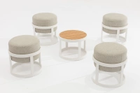 STAY Compact Bord & 4 Pallar, Vit/Mörkgrå Aluminium