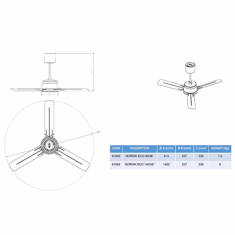 Thermex Takfläkt EC 140 cm