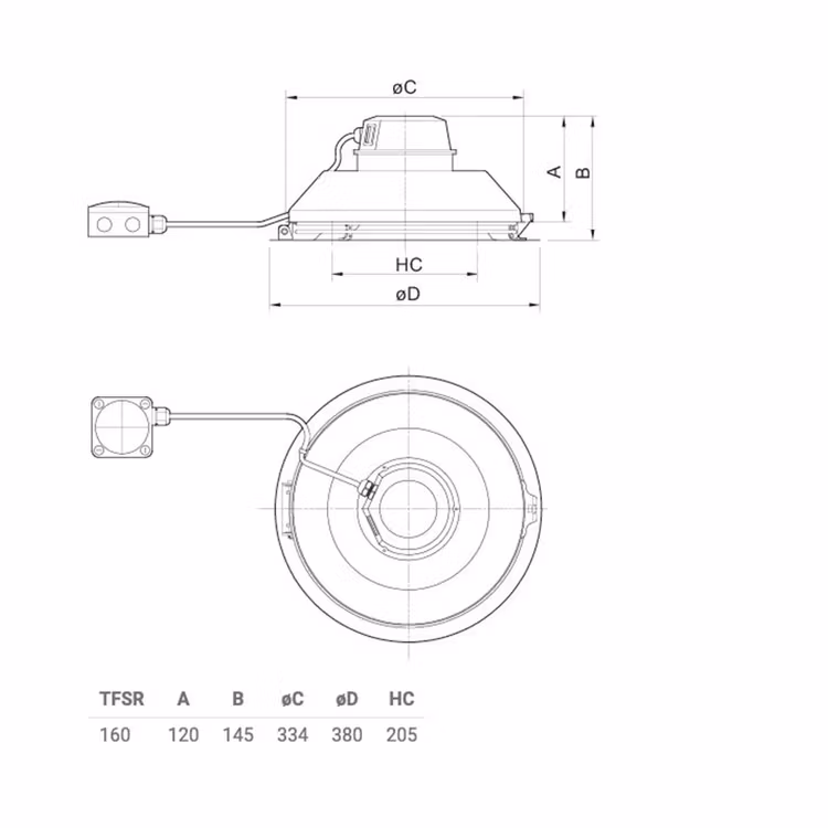 Kopia Systemair TFSR 160 Takfläkt Svart