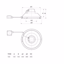 Kopia Systemair TFSR 160 Takfläkt Svart