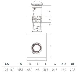 Systemair TOS 125-160 Takgenomföring svart