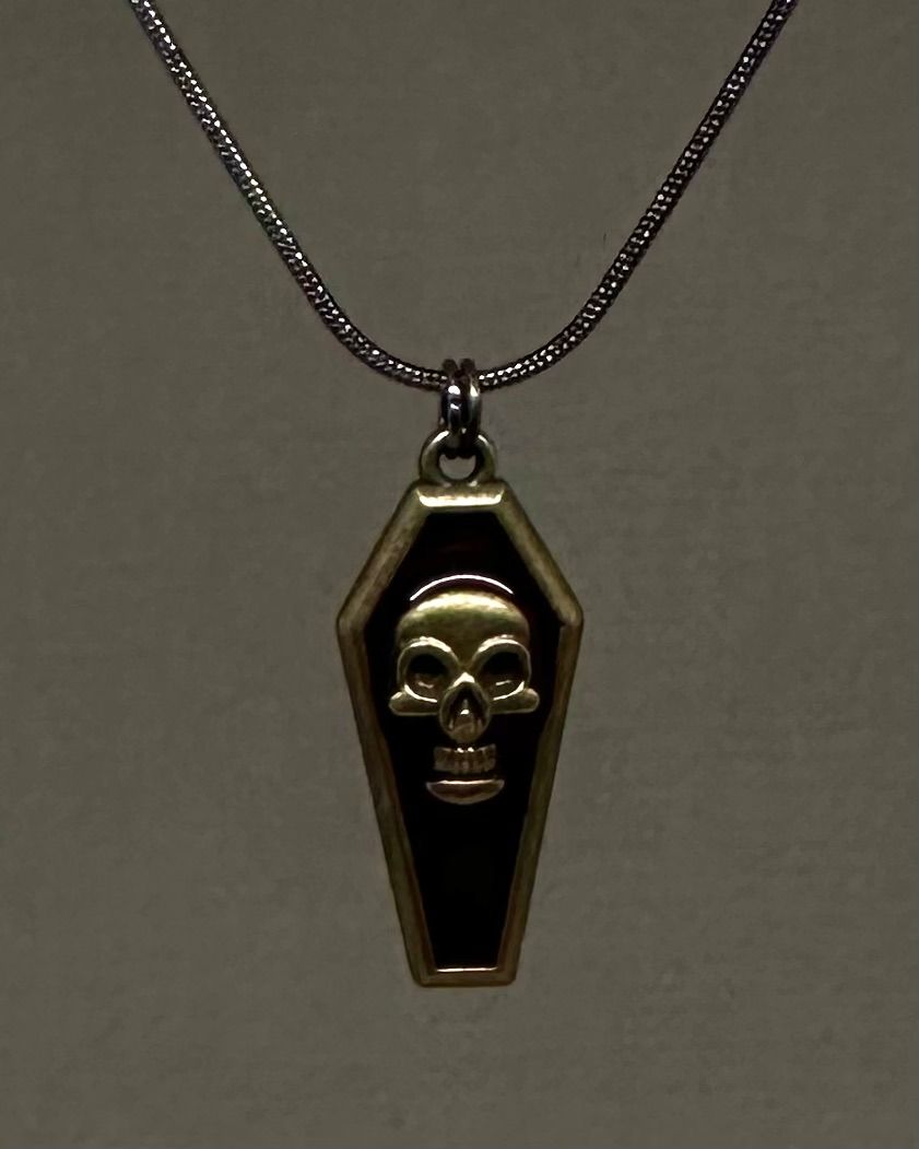 Skull coffin charm necklace