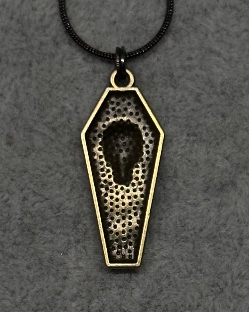 Skull coffin charm necklace