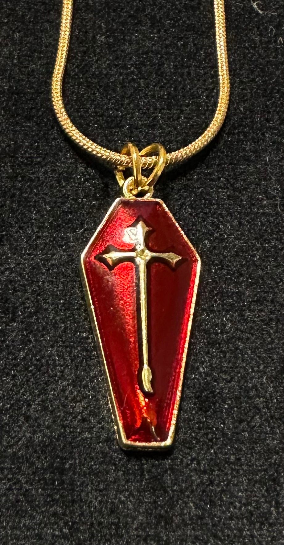 Cross coffin charm necklace