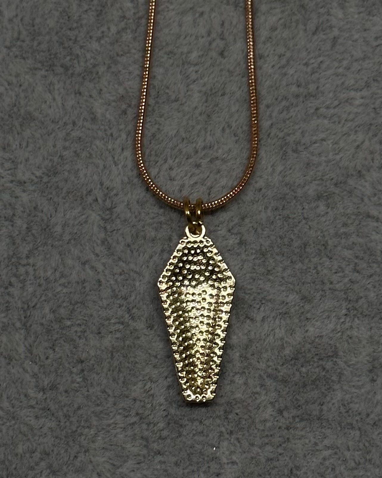 Cross coffin charm necklace