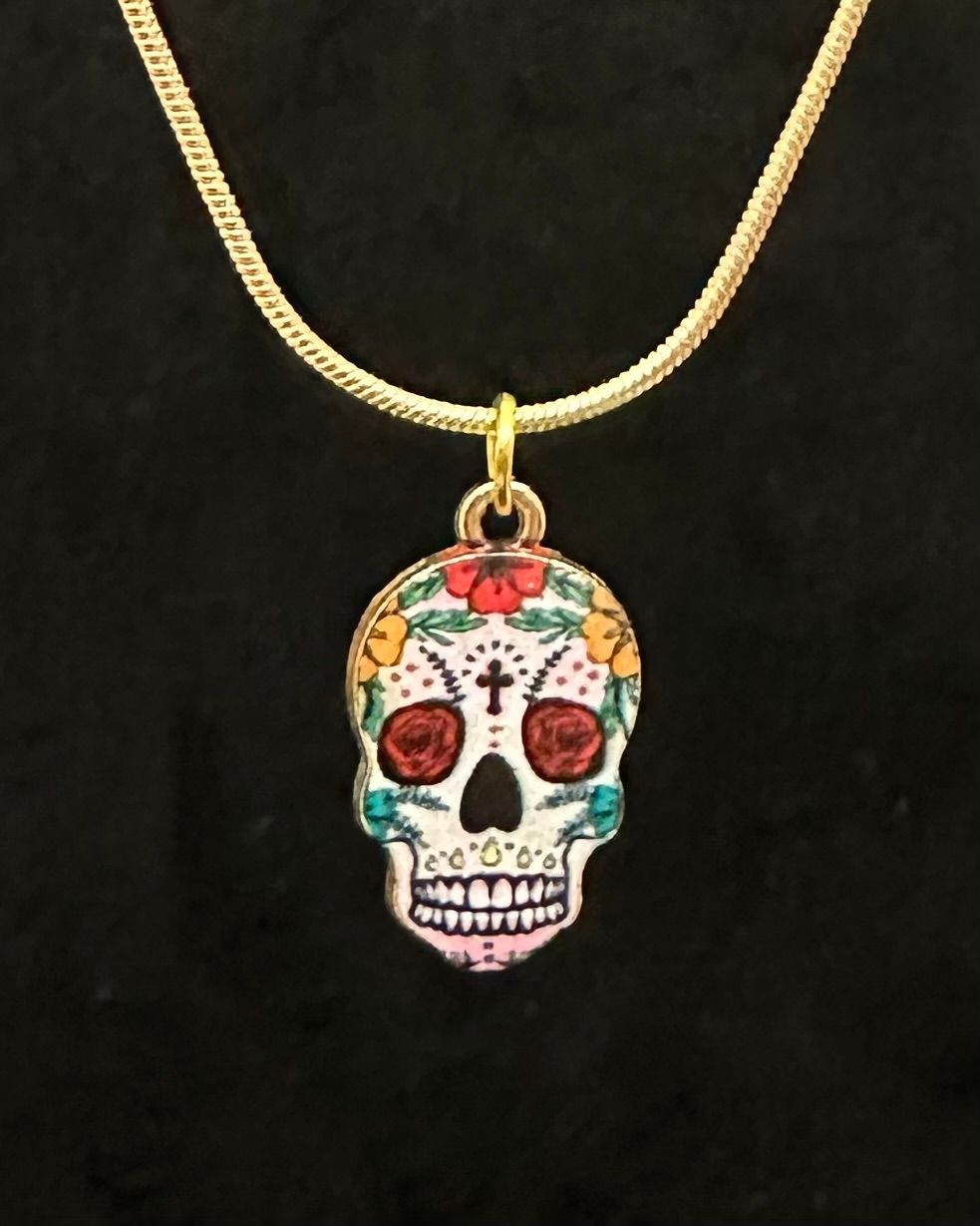 Sugar skull charm necklace 4