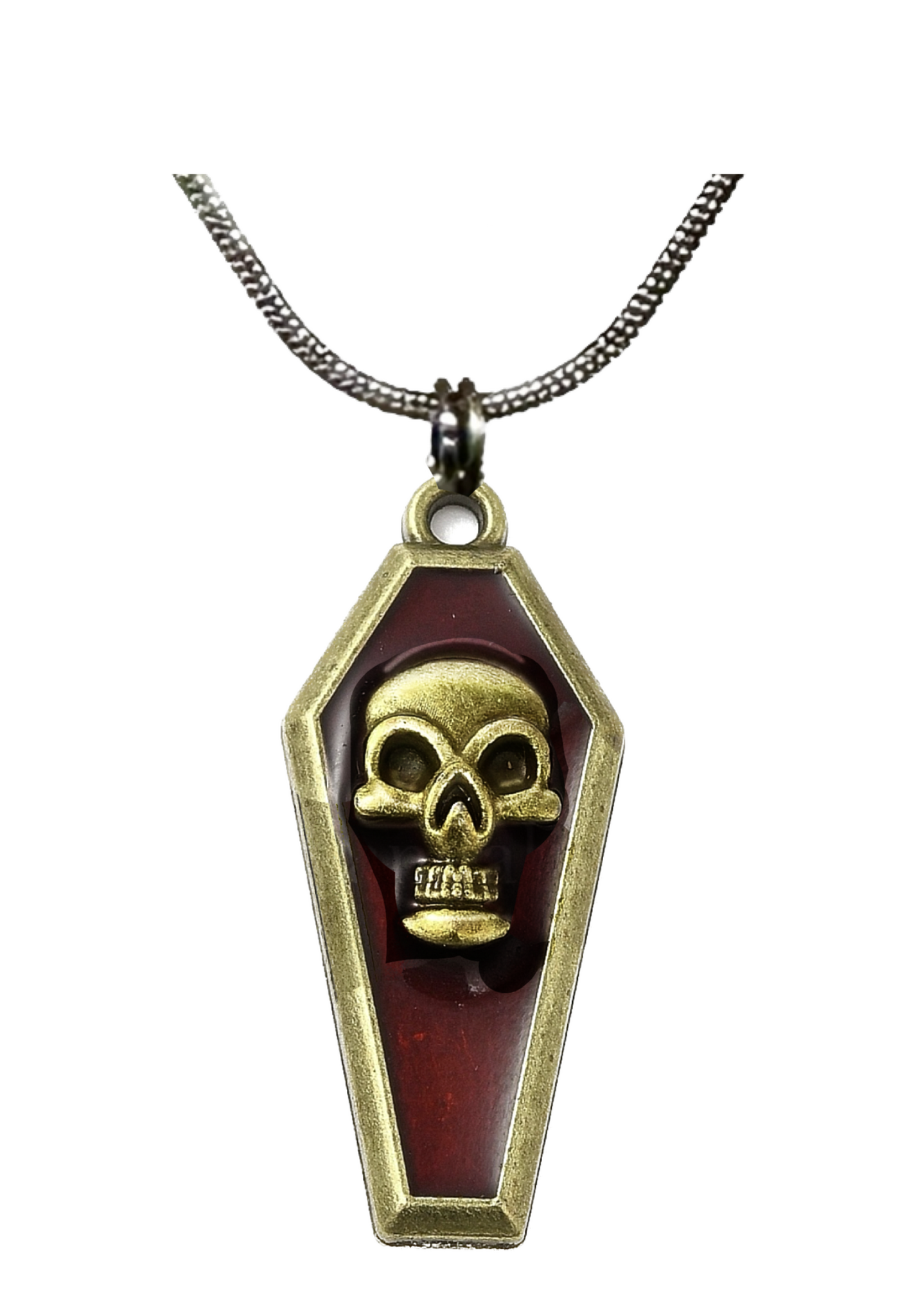 Skull coffin charm necklace