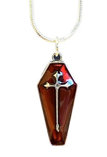 Cross coffin charm necklace