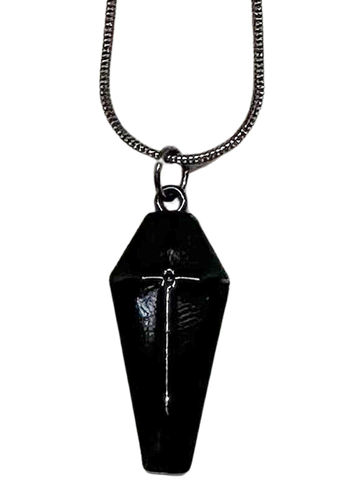 Cross coffin charm necklace