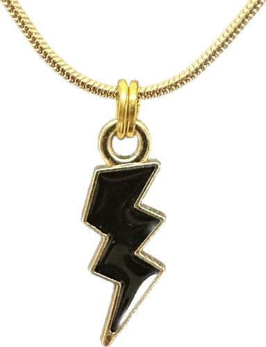 Black lightning charm necklace