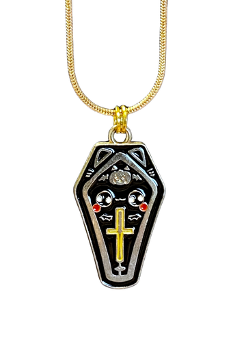 Coffin bat charm necklace