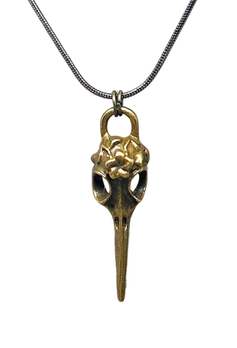 Raven skull charm necklace