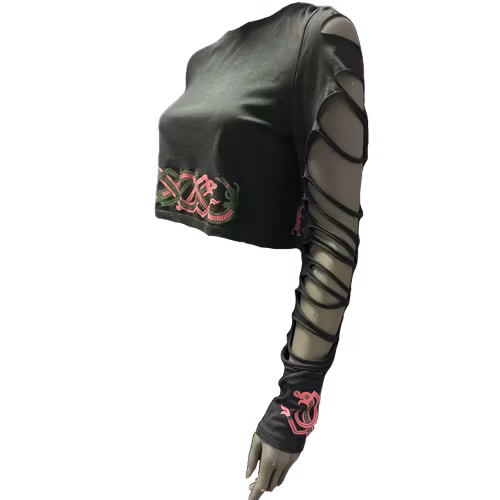 Jelling cropped long sleeve, Cut-work