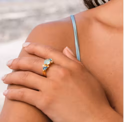 Jannie Ring Rhodium/ Laguna Combo