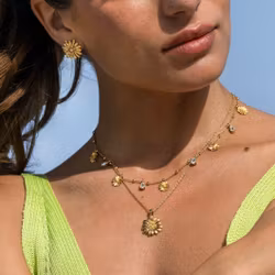 Daisy Necklace Gold/ Crystal