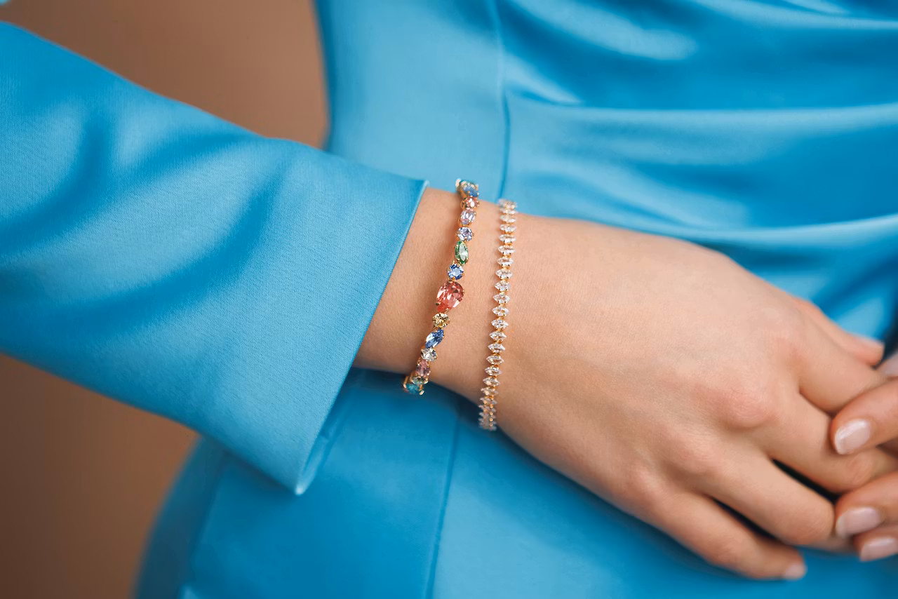 Crystal Navette Bracelet/ Gold