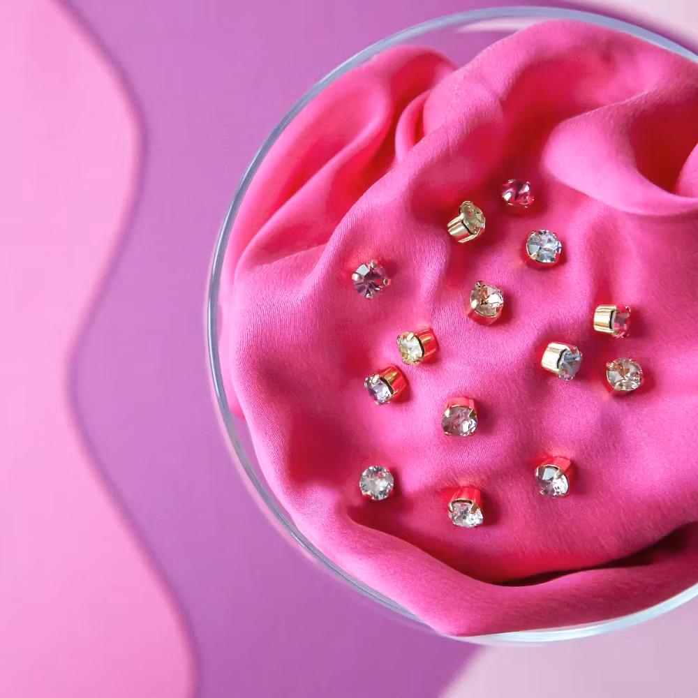 Mini Stud Earrings Gold/Crystal